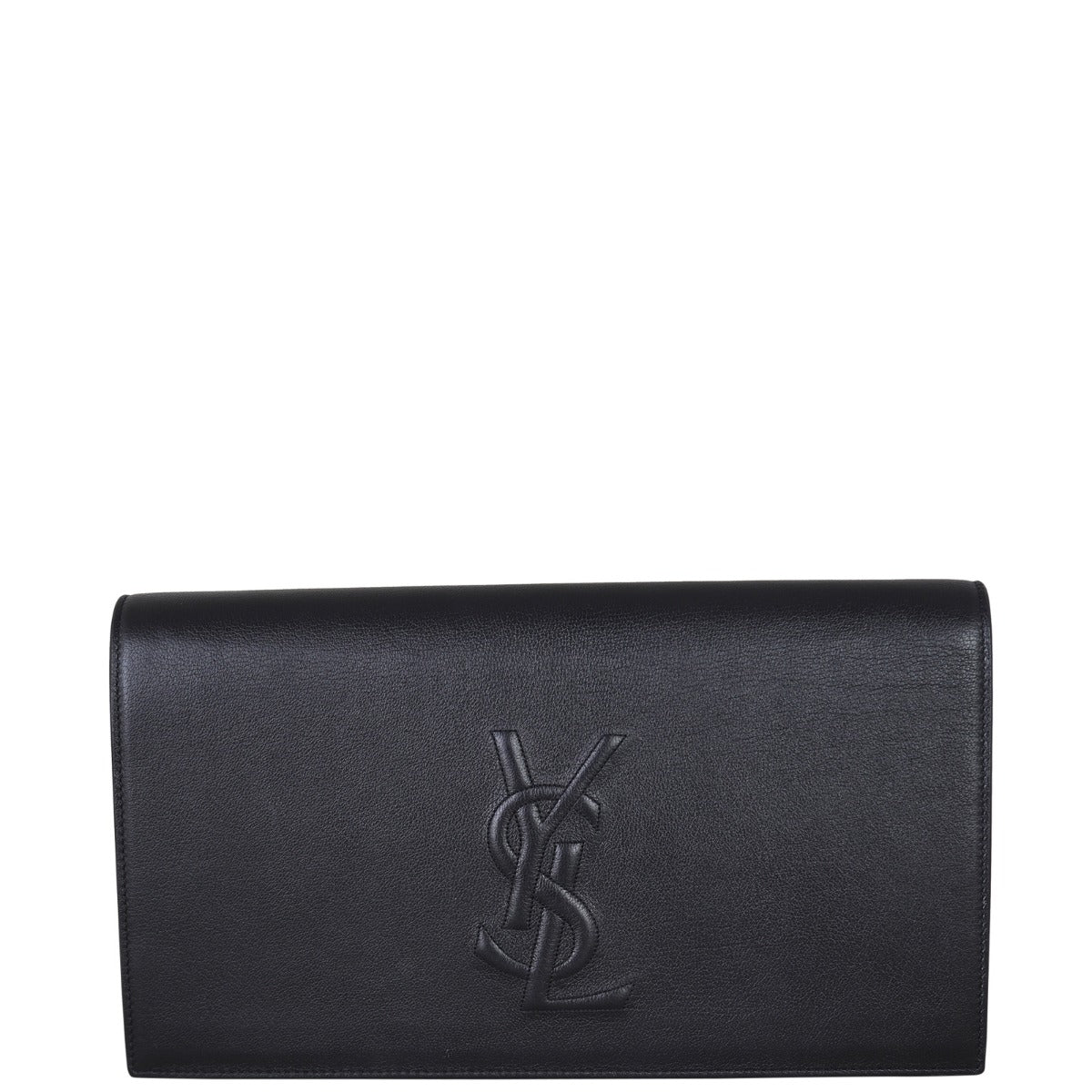 Saint Laurent Sleek Black Clutch Saint Laurent Envelope Flap YSL Clutch Bag in Grained  main image 4