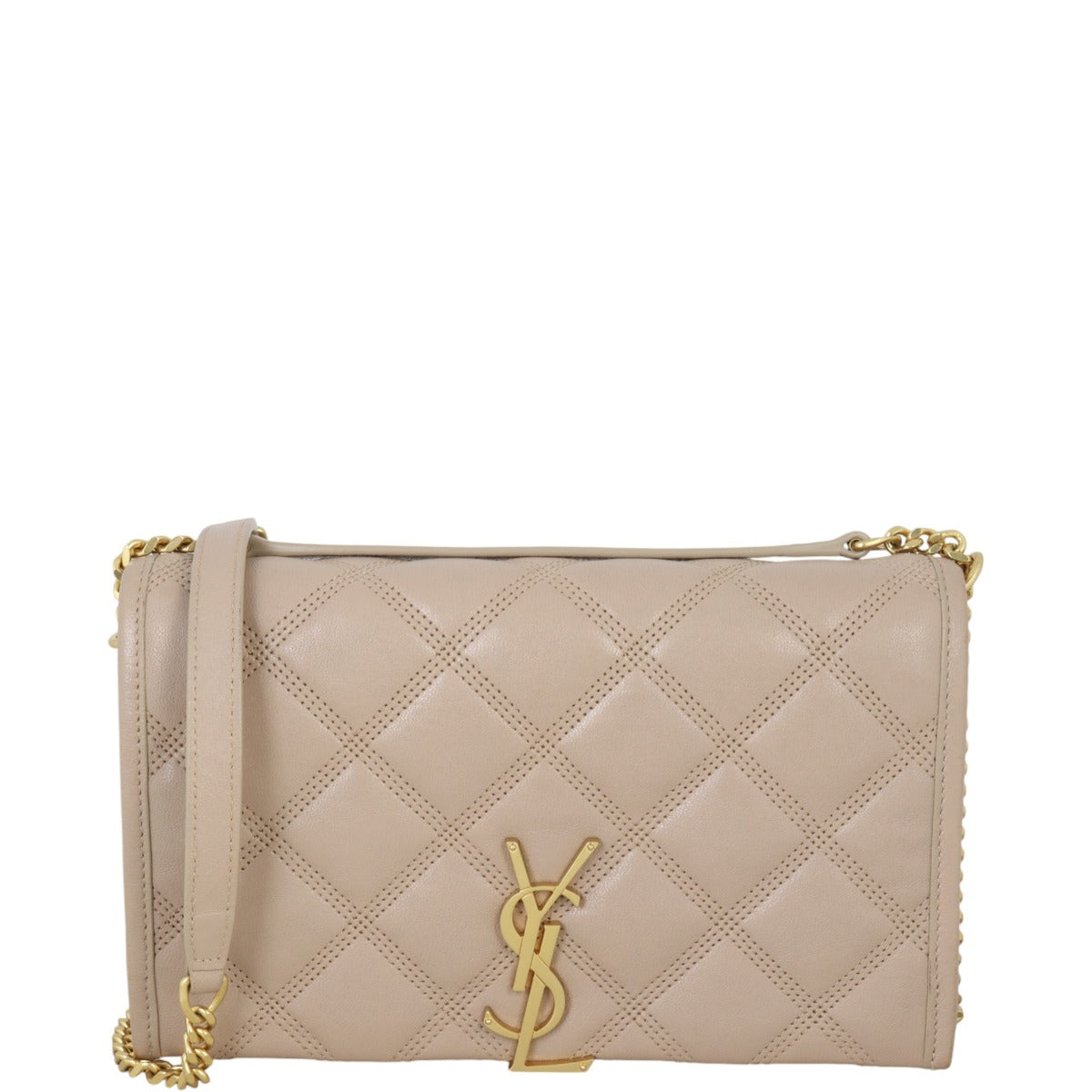 Saint Laurent Becky Wallet on Chain – Luxe.It.Fwd Saint Laurent YSL Quilted Lambskin Becky Chain Wallet Bag in Beige main image 0