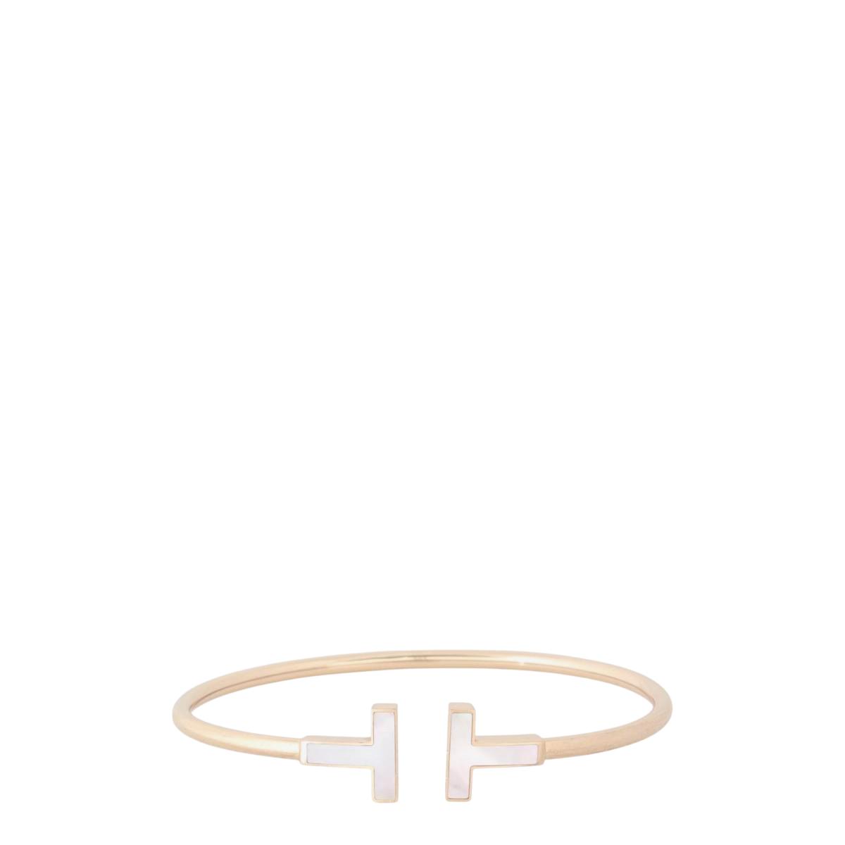 Tiffany & Co Tiffany T Wire Mother of Pearl 18k Rose Gold Bracelet 