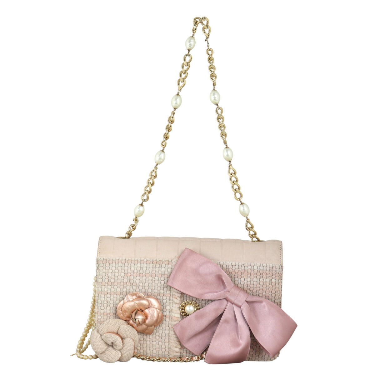 Chanel Camellia Tweed Pearl Chain Flap Bag Vintage – Luxe.It.Fwd