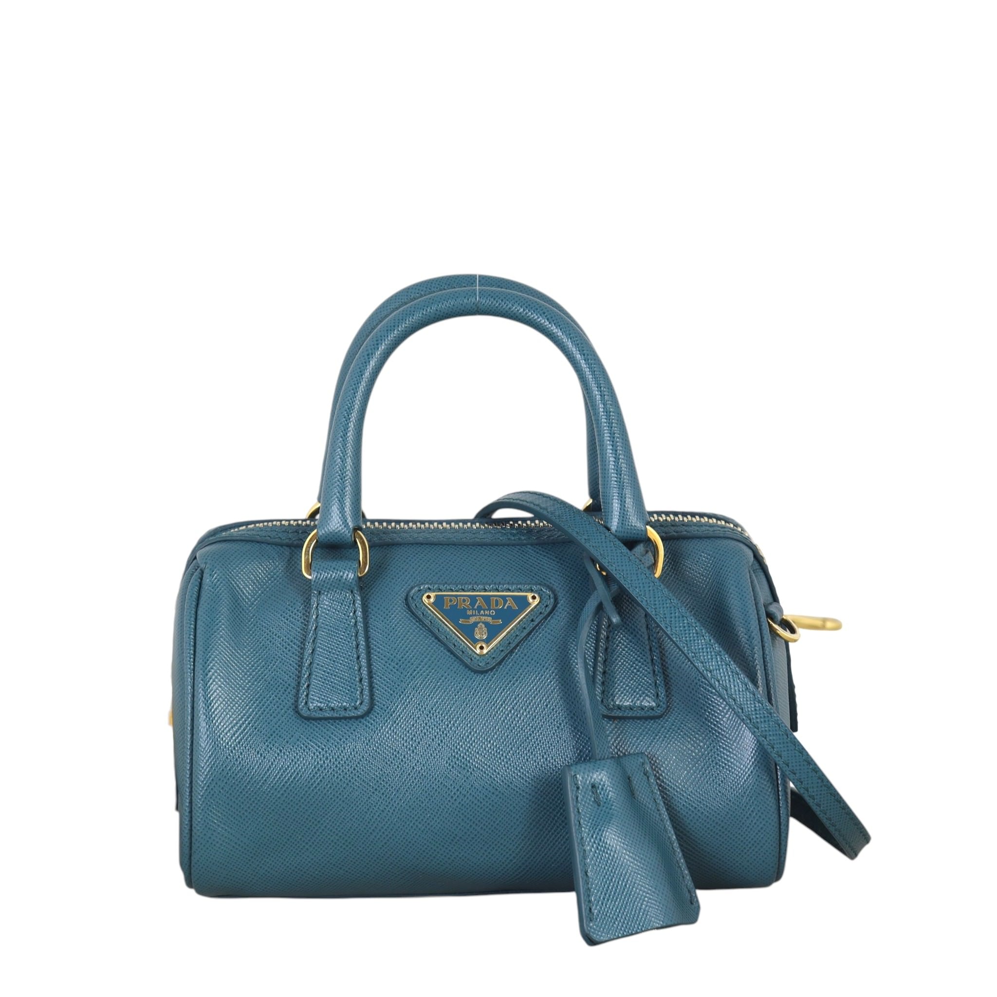 バッグ PRADA BOX leather mini boston bag Prada Black Saffiano Lux Leather Mini Boston Bag Prada | TLC