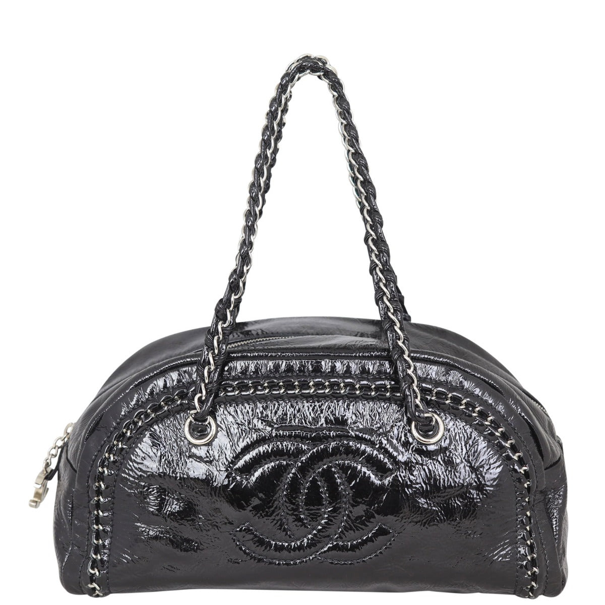 Chanel Luxe Ligne Bowler | Black Aged Patent – Luxe.It.Fwd