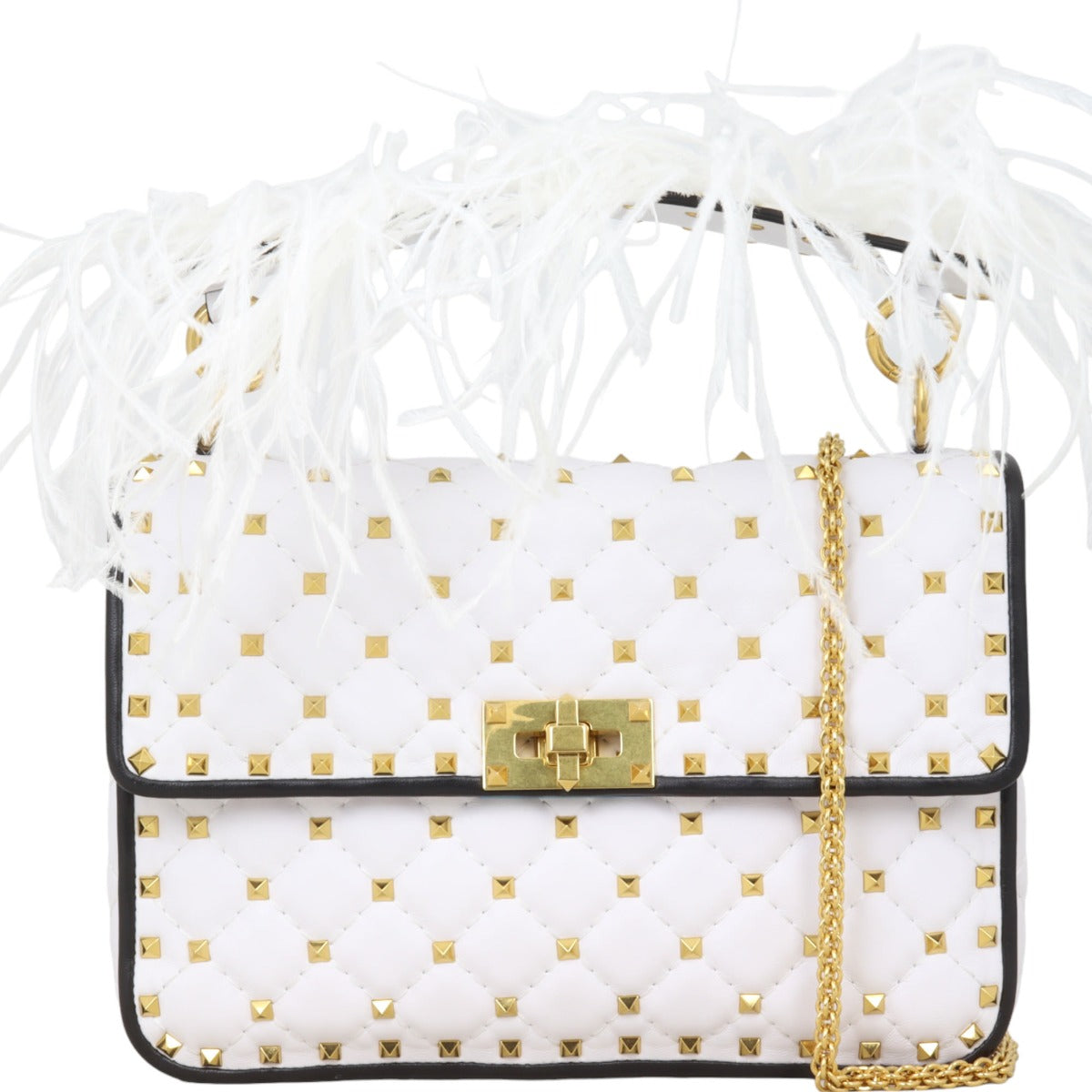 Valentino Rockstud Spike Medium Shoulder Bag Feathers – Luxe.It.Fwd