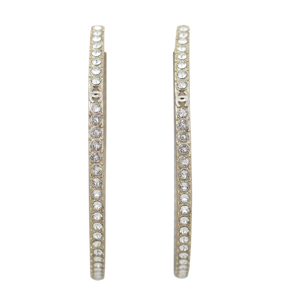 Chanel CC Crystal Hoop Earrings Back
