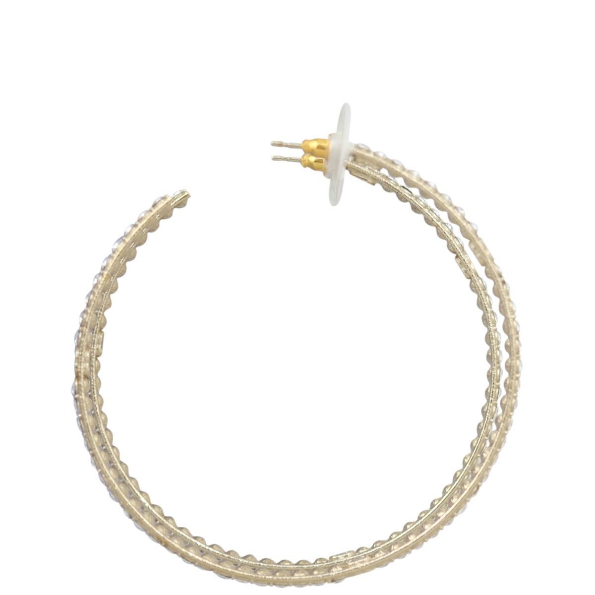 Chanel CC Crystal Hoop Earrings Side
