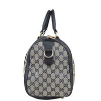 Gucci Blue Vintage Web Original GG Boston Bag Medium Side
