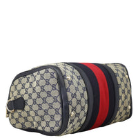 Gucci Blue Vintage Web Original GG Boston Bag Medium Corner
