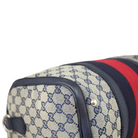 Gucci Blue Vintage Web Original GG Boston Bag Medium Corner
