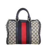 Gucci Blue Vintage Web Original GG Boston Bag Medium Back