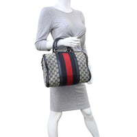 Gucci Blue Vintage Web Original GG Boston Bag Medium