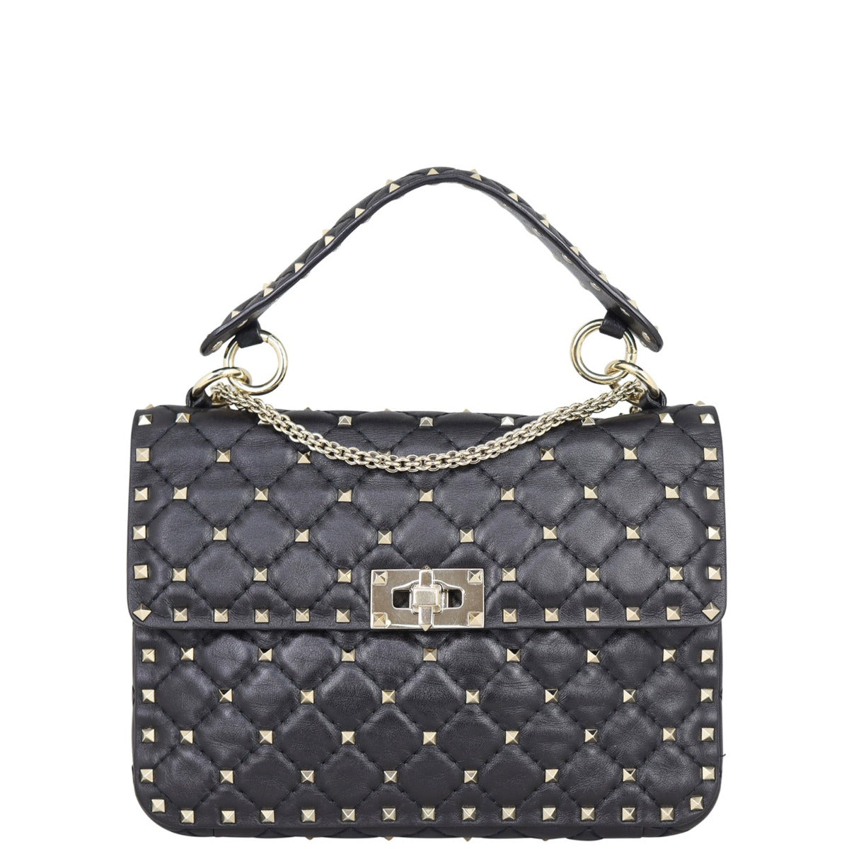 Valentino Rockstud Spike Medium Shoulder Bag Front with strap