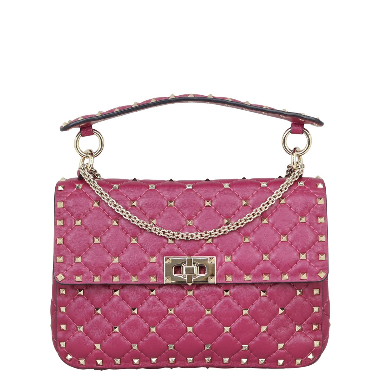 Valentino Rockstud Spike Medium Shoulder Bag Front with strap