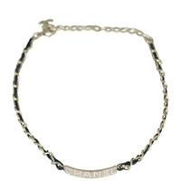 Chanel Logo Leather Choker Necklace Front