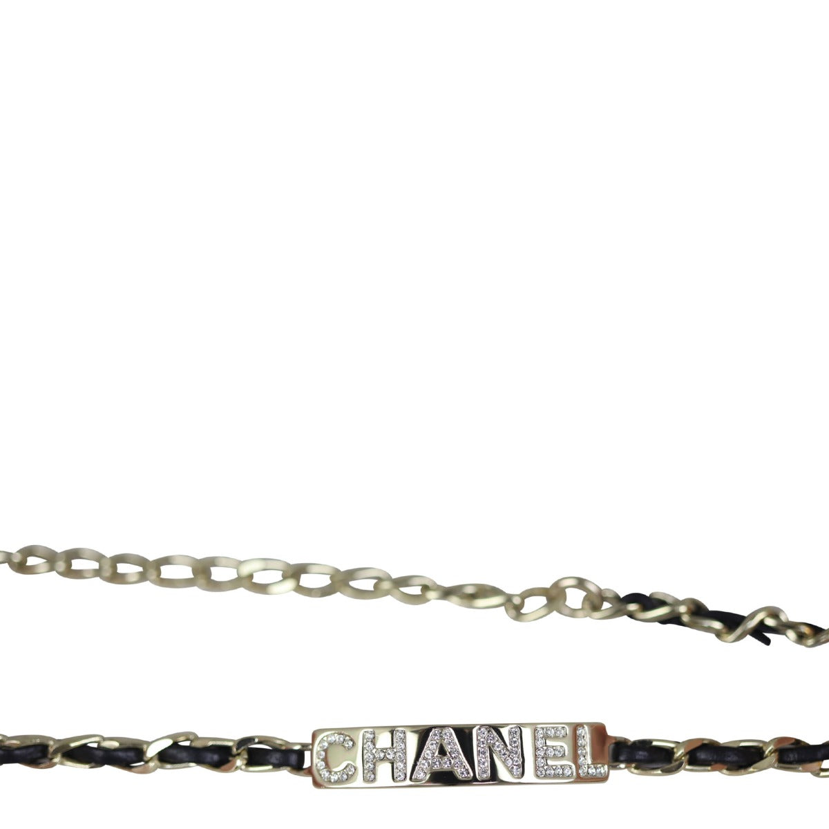 Chanel Logo Leather Choker Necklace Pendant