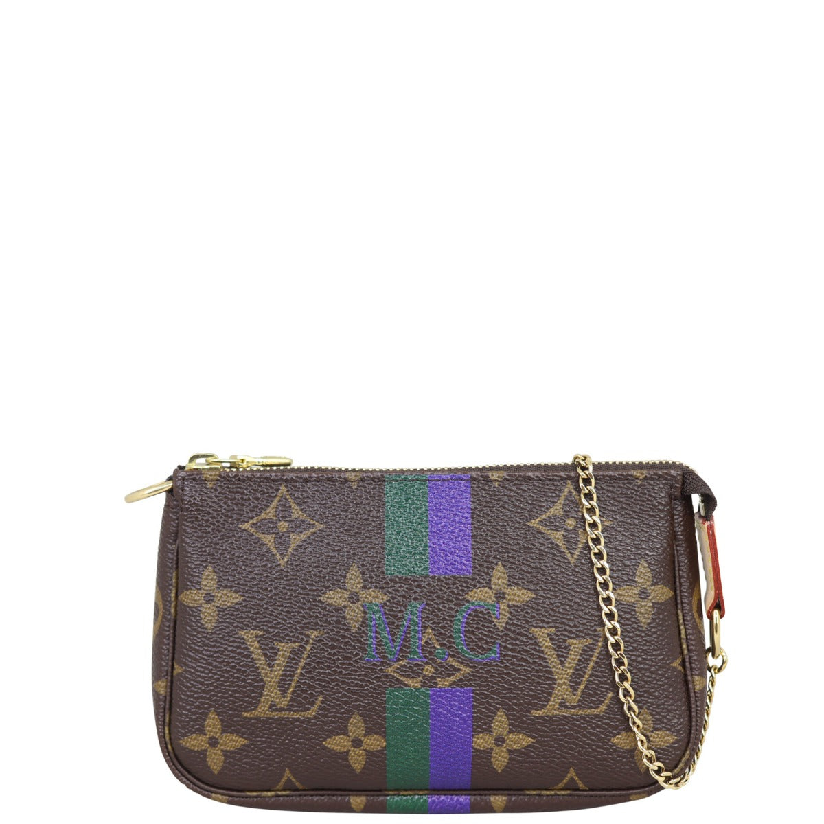 Louis Vuitton Mini Pochette Accessoires Monogram (personalised) Front with Strap