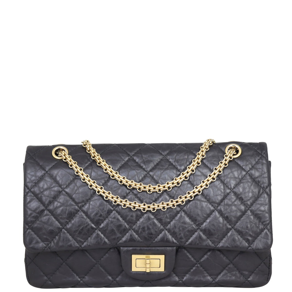 Chanel 2.55 Reissue 227 Double Flap Bag Front with Strap