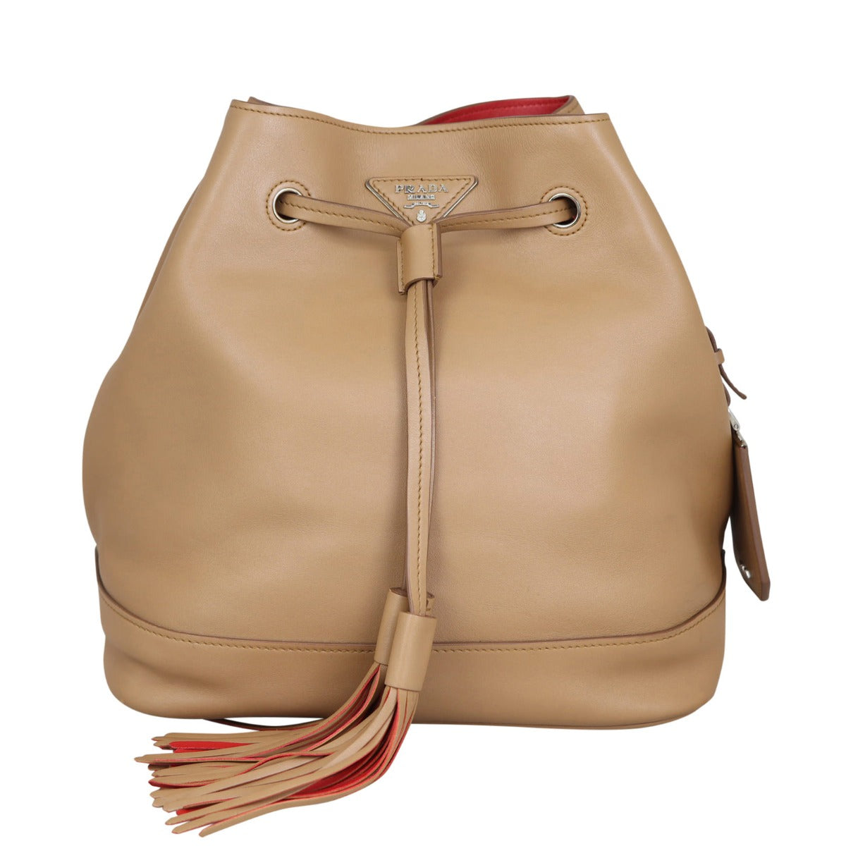 Prada City Calf Leather Bucket Bag Front