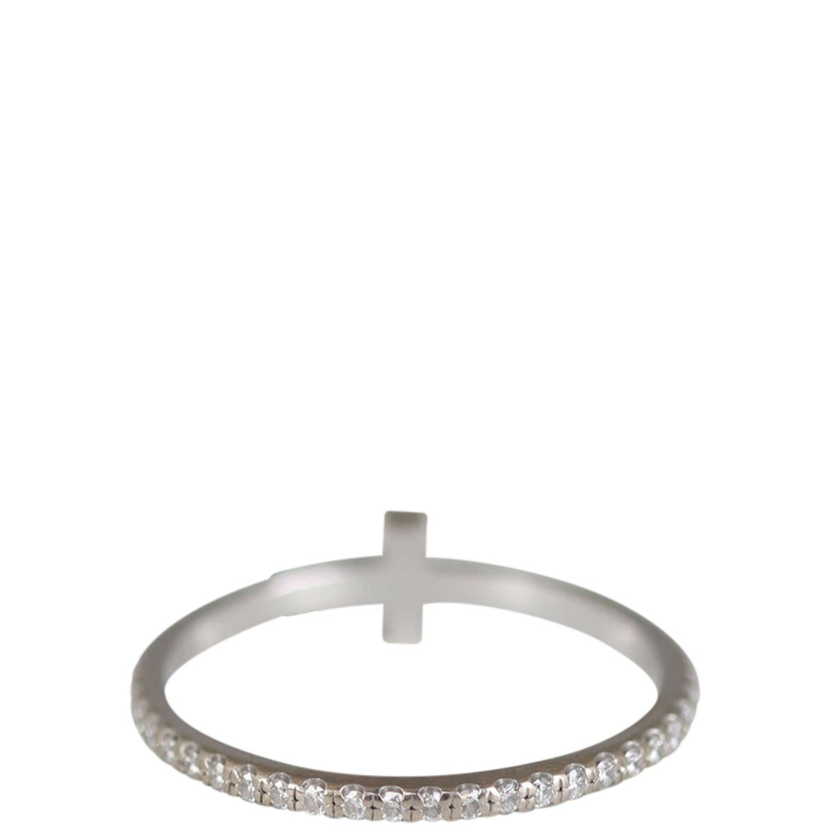 Tiffany & Co T Diamond Wire Band Ring 18k White Gold Back