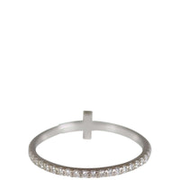 Tiffany & Co T Diamond Wire Band Ring 18k White Gold Back