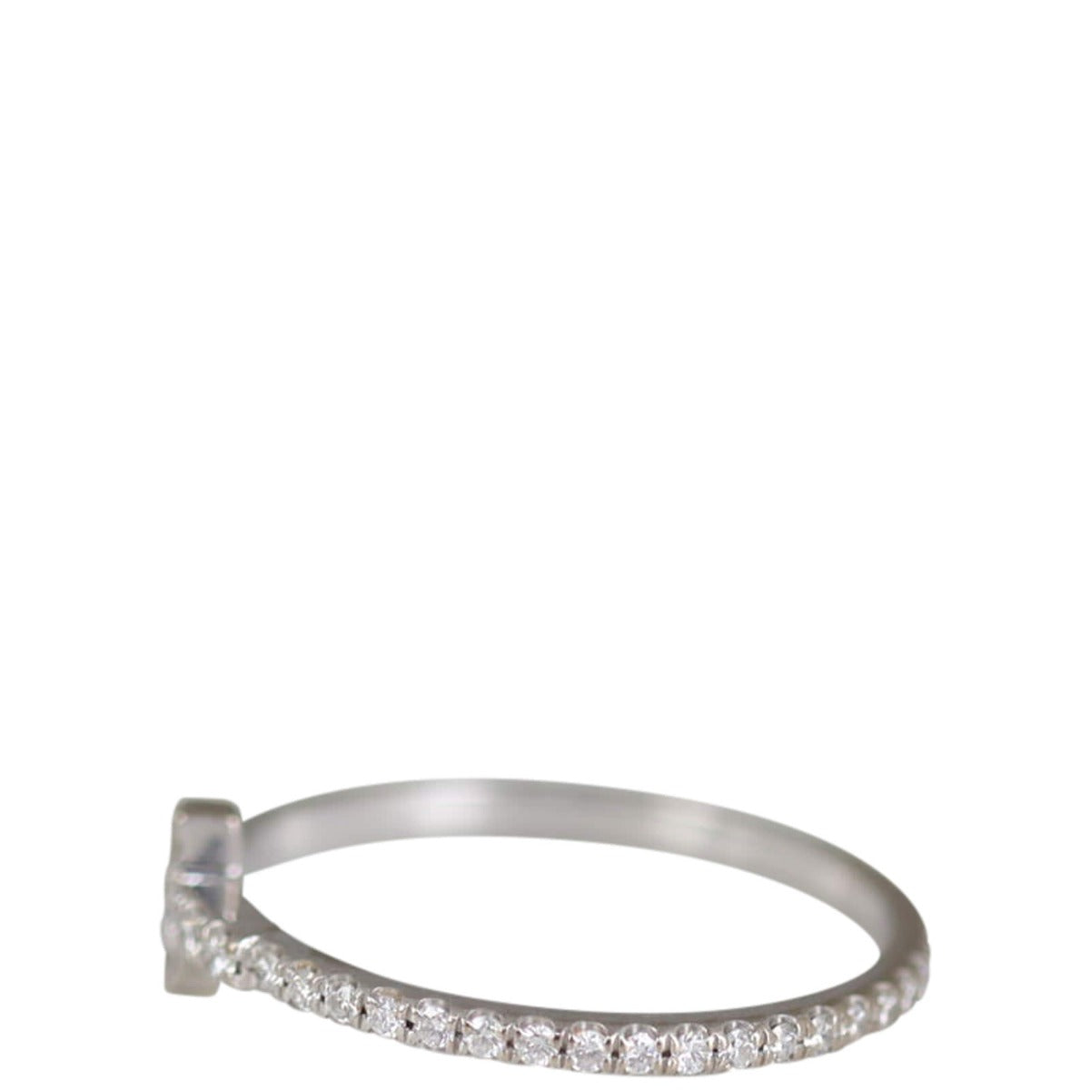 Tiffany & Co T Diamond Wire Band Ring 18k White Gold Side
