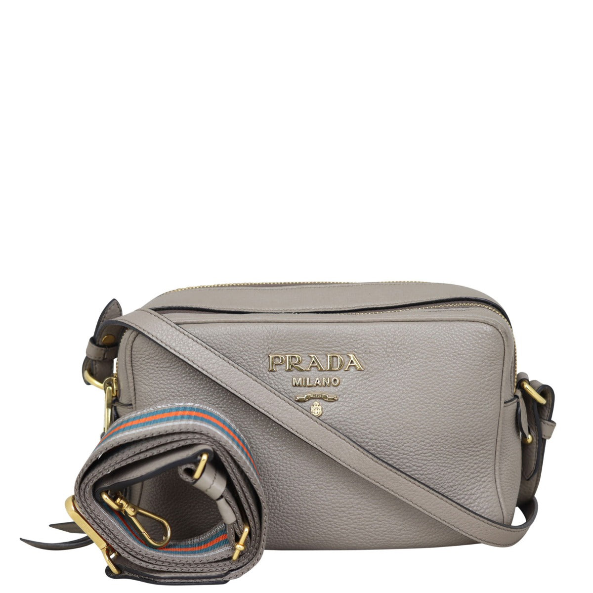 Prada Vitello Phenix Crossbody Bag Front with Strap