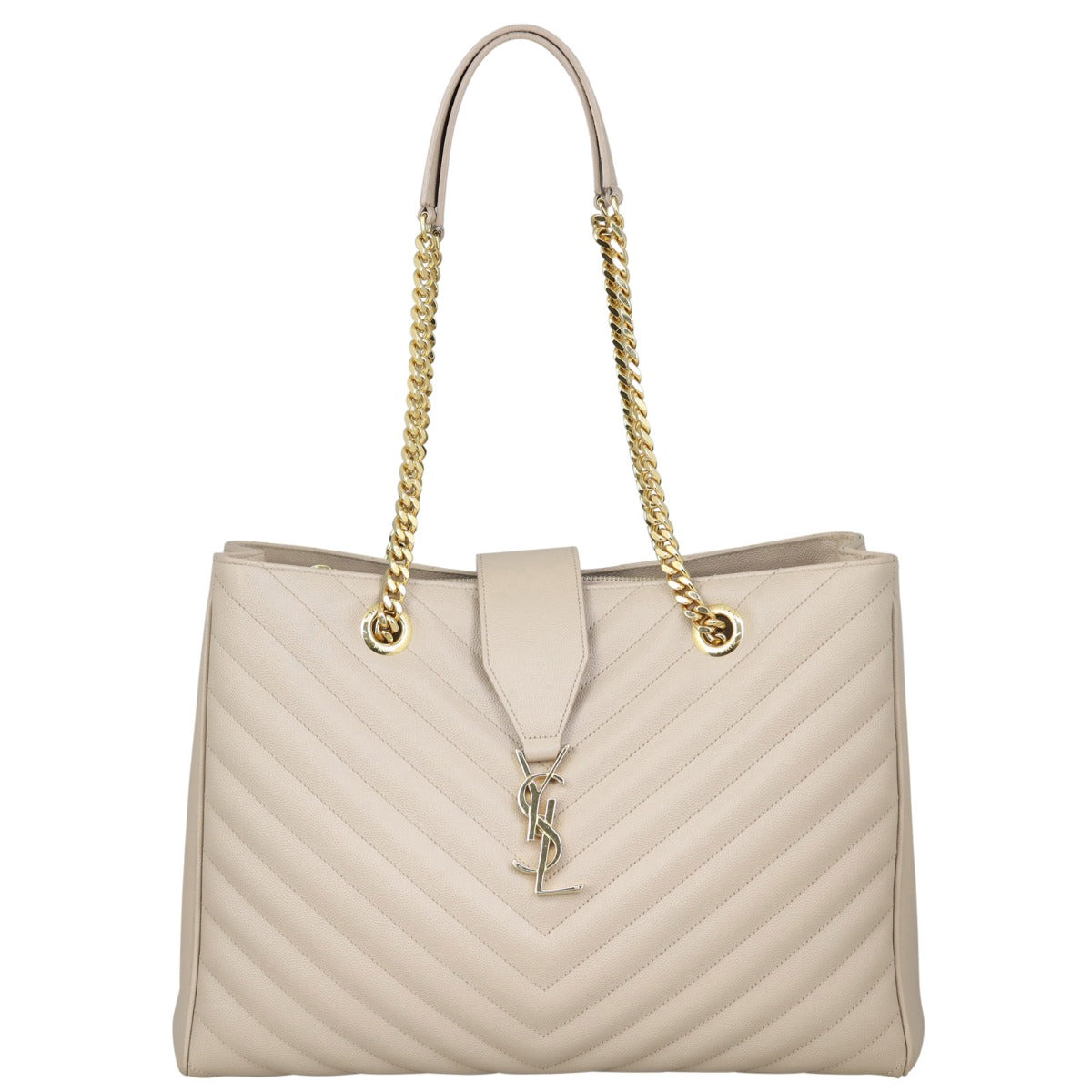 Saint Laurent Chevron Shopping Tote Front 