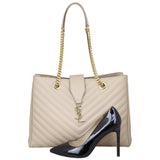Saint Laurent Chevron Shopping Tote Shoe