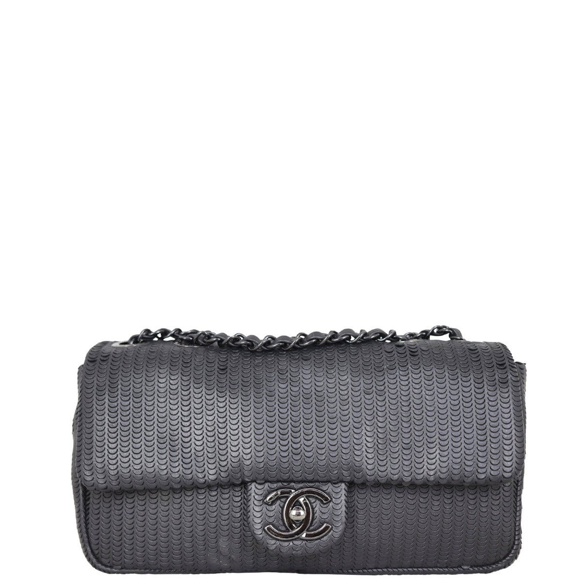 Chanel CC Laser Cut Flap Bag Front