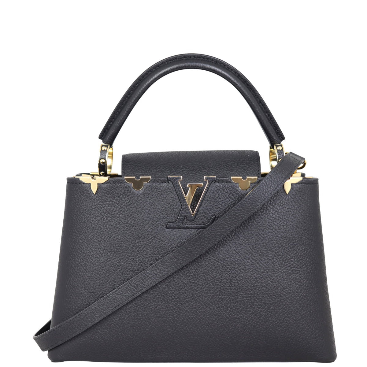 Louis Vuitton Capucines MM (black) Front with Strap