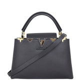 Louis Vuitton Capucines MM (black) Front with Strap