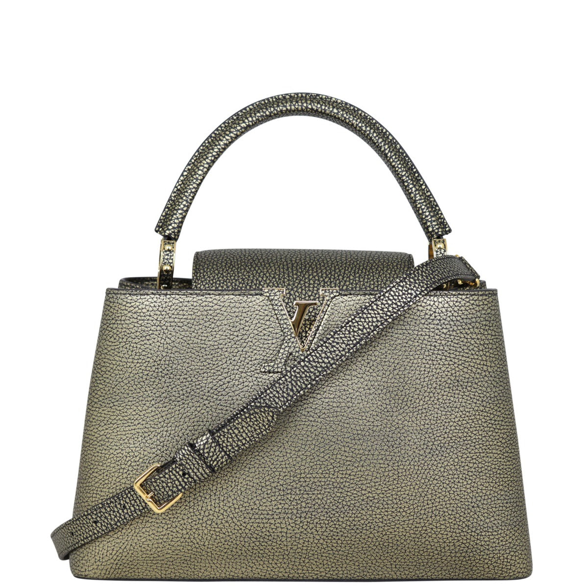 Louis Vuitton Capucines MM (gold) Front with Strap