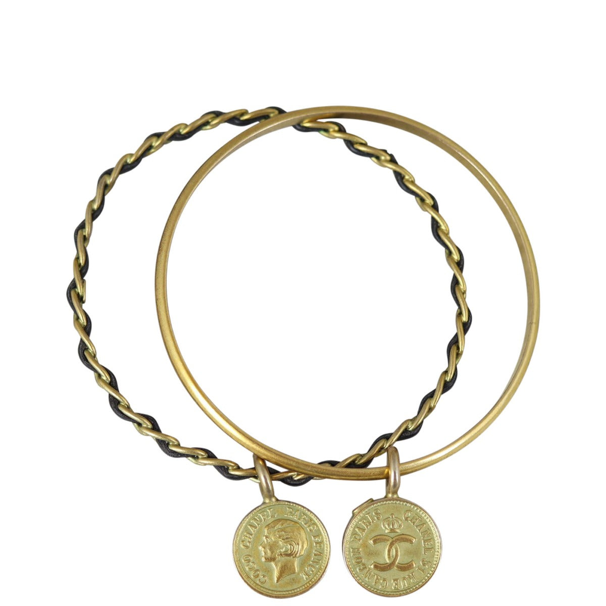 Chanel Logo Coin Bangle Pair Top
