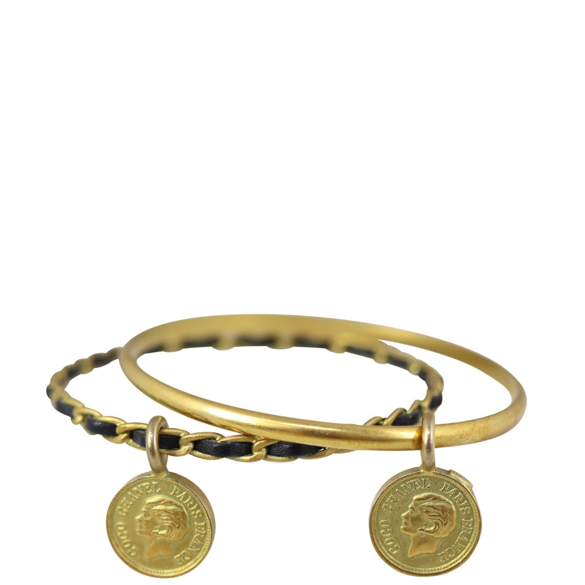 Chanel Logo Coin Bangle Pair