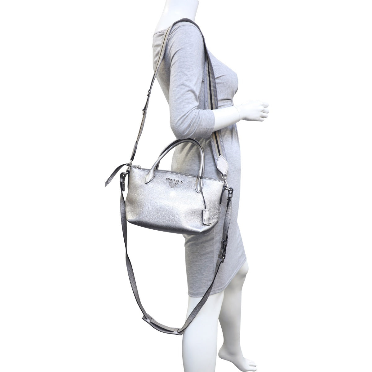 Prada Vitello Daino Small Zip Tote Mannequin