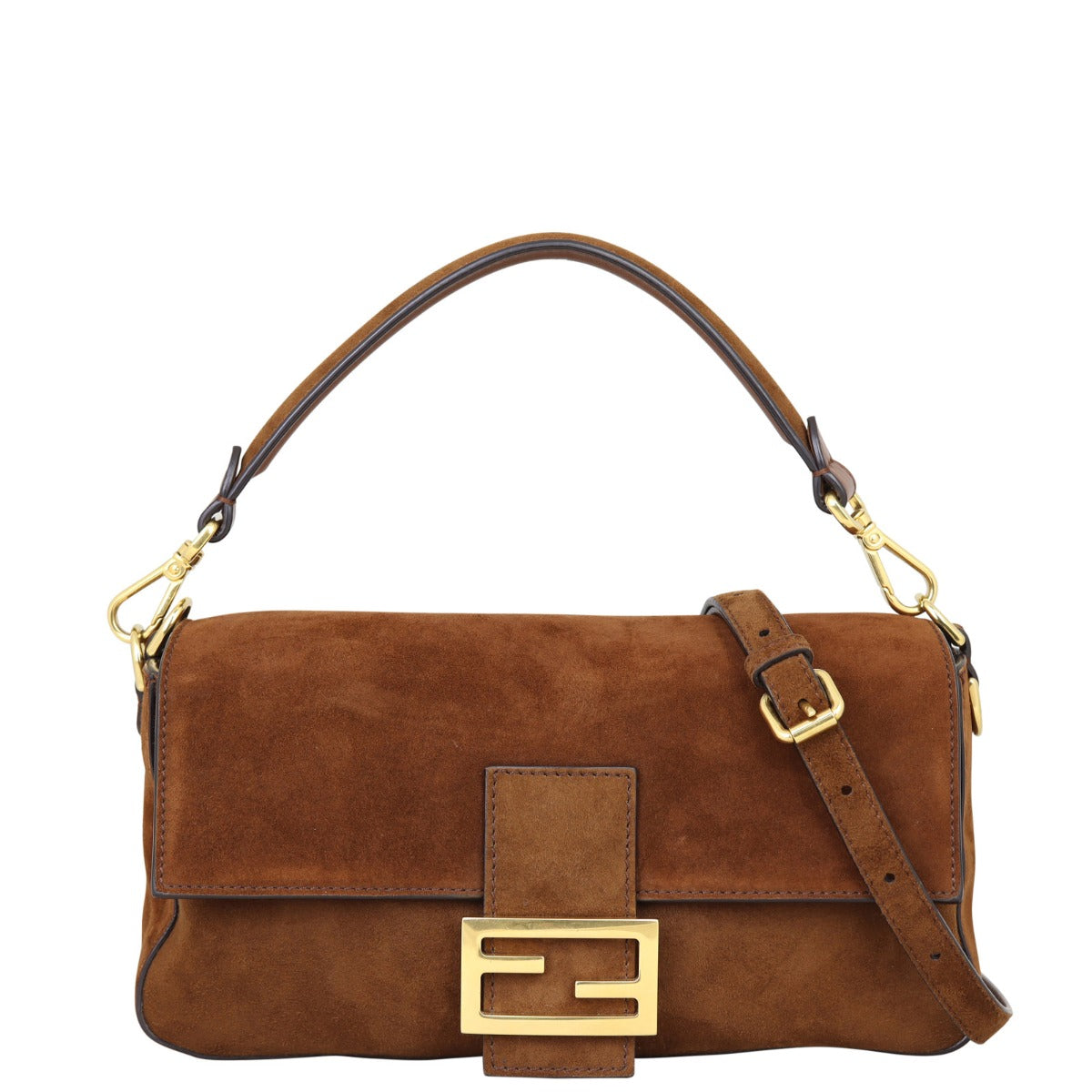 Fendi Suede Baguette Bag Front with strap