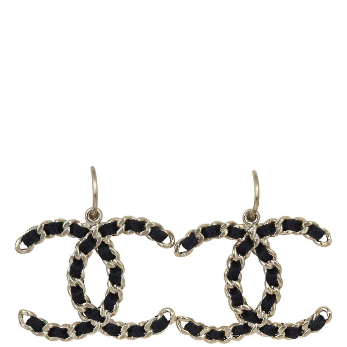 Chanel CC Lambskin Drop Earrings Front