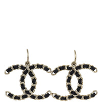 Chanel CC Lambskin Drop Earrings Front
