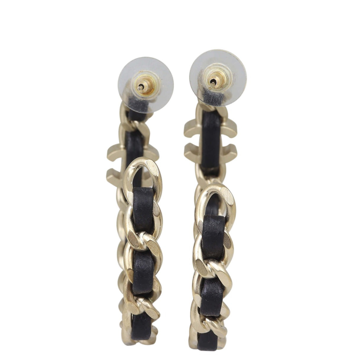 Chanel CC Lambskin Hoop Earrings Back