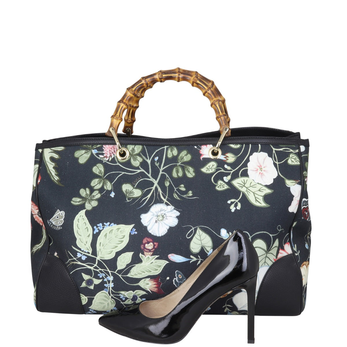 Gucci Flora Knight Bamboo Shopper Tote Shoe