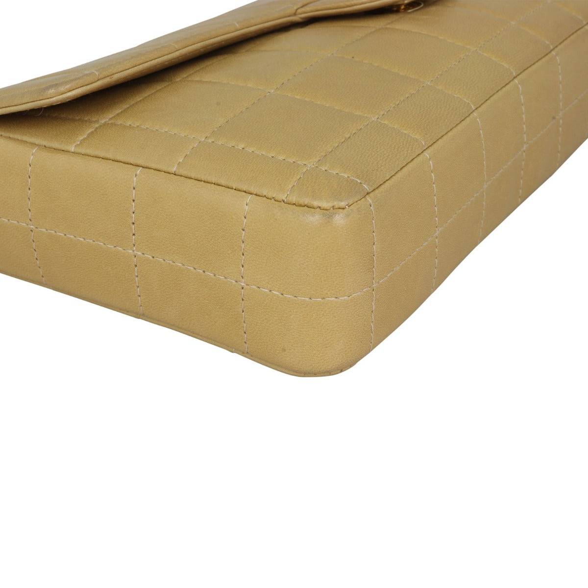 Chanel East-West Chocolate Bar Flap Bag Corner Closeup