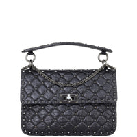 Valentino Rockstud Spike Medium Shoulder Bag Front with Strap