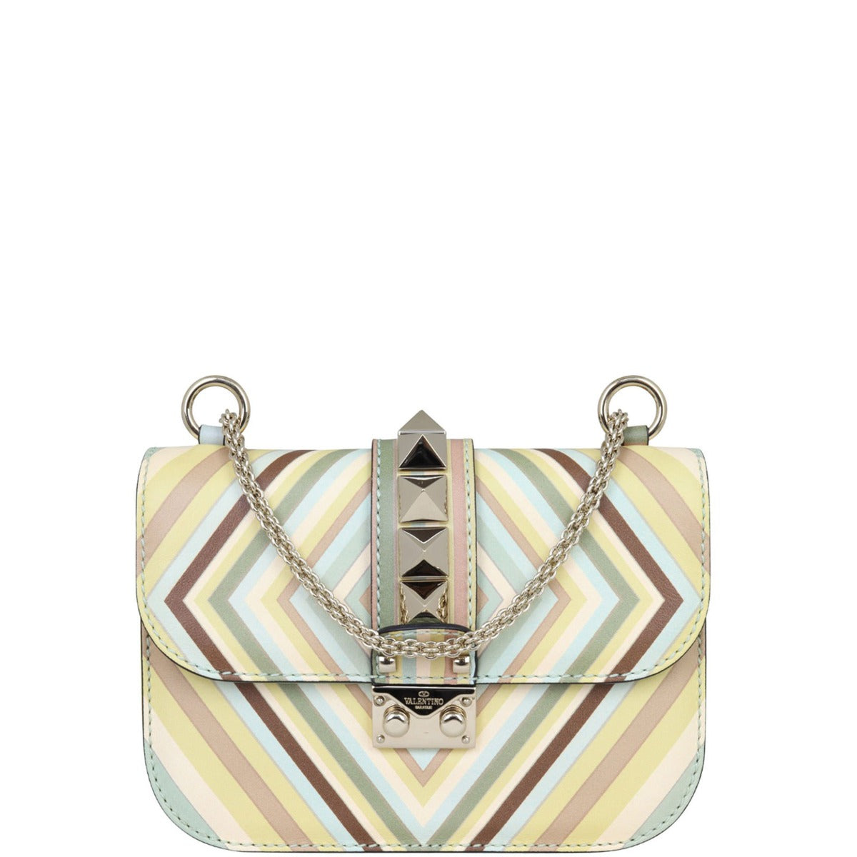 Valentino 1975 Glam Lock Small Shoulder Bag Front with Strap