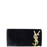 Saint Laurent Monogram Velvet Clutch Front