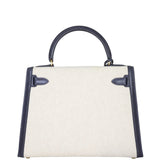Hermes Kelly 28 Sellier Toile and Box Back