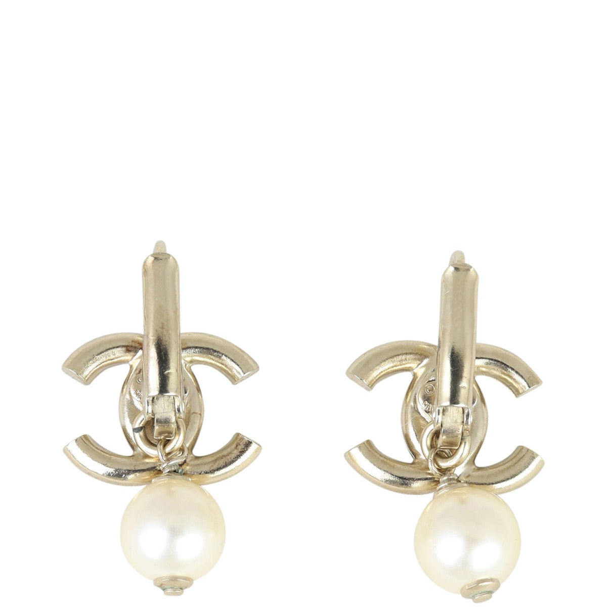 Chanel CC Pearl Drop Earrings Back