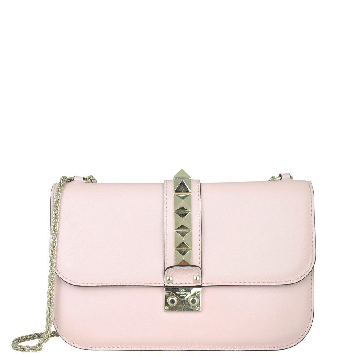 Valentino Glam Lock Medium Shoulder Bag Front with strap