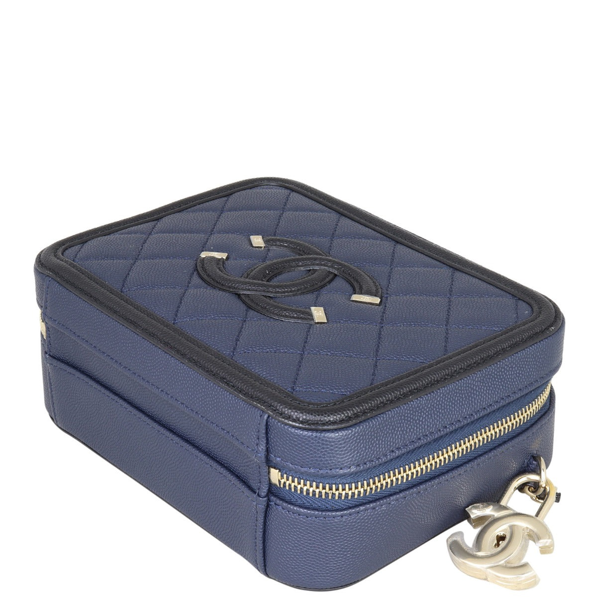 Chanel CC Filigree Vanity Case Small | Navy Blue – Luxe.It.Fwd
