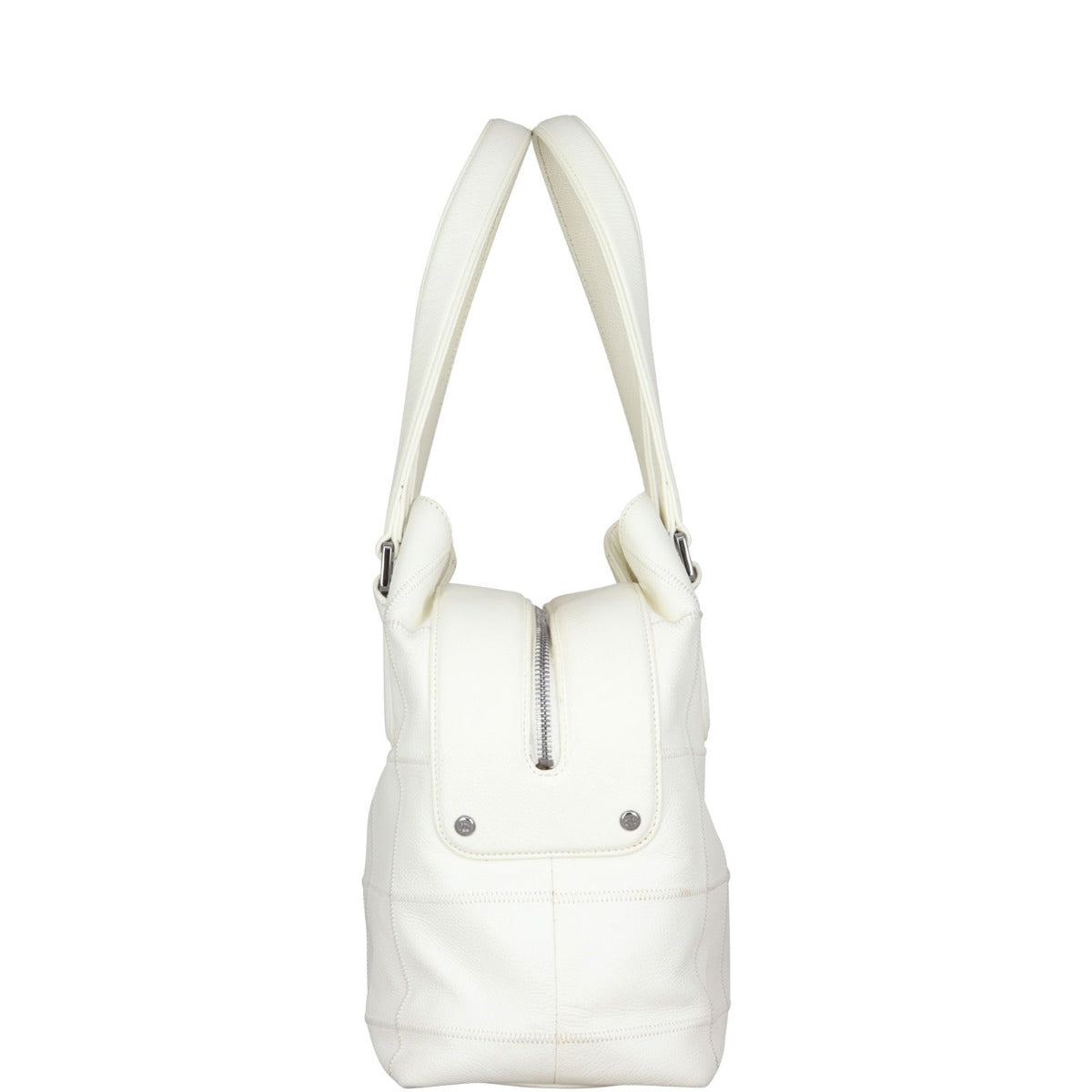 Chanel Square Stitch Logo Tote Side