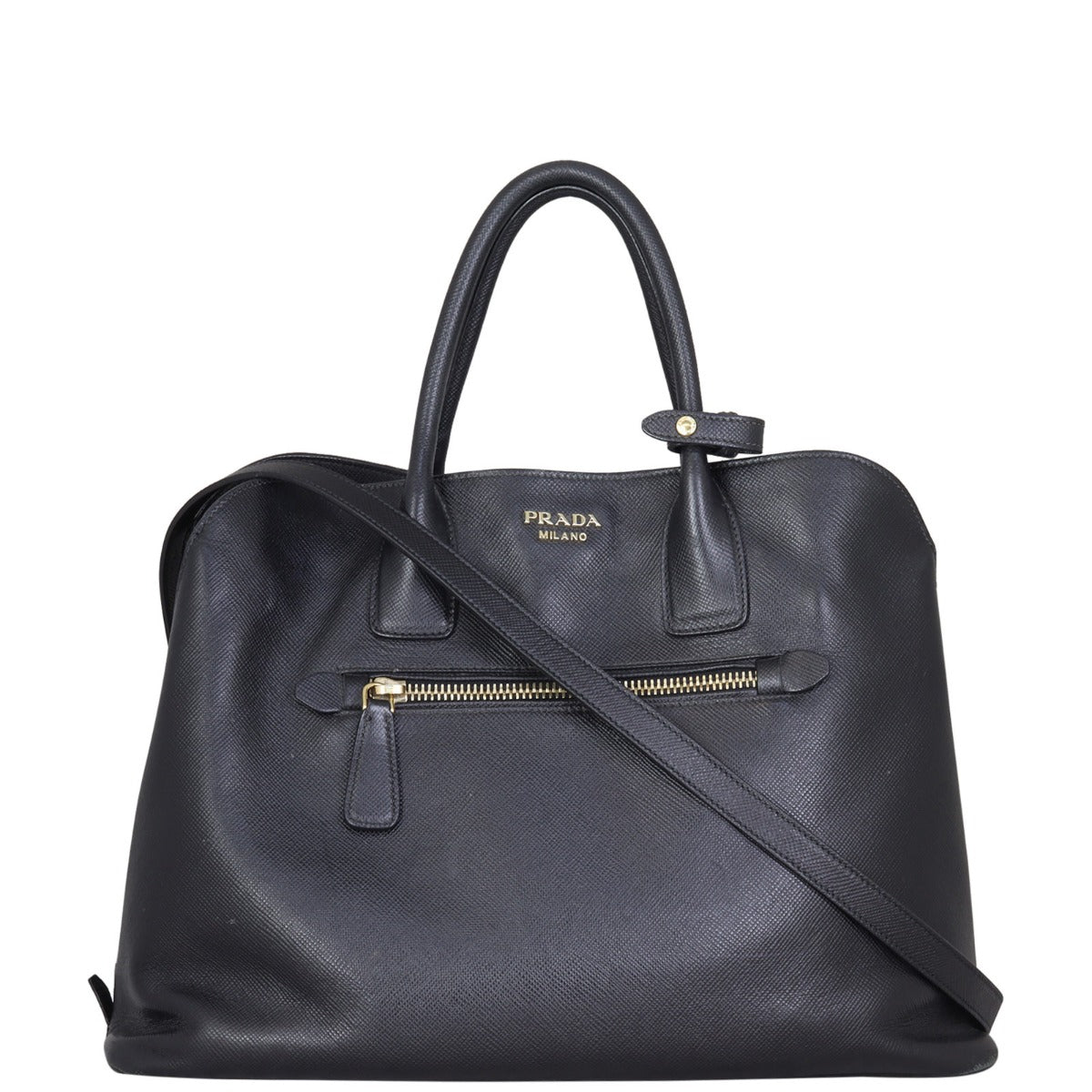 Prada Saffiano Cuir Open Promenade Tote Front with Strap