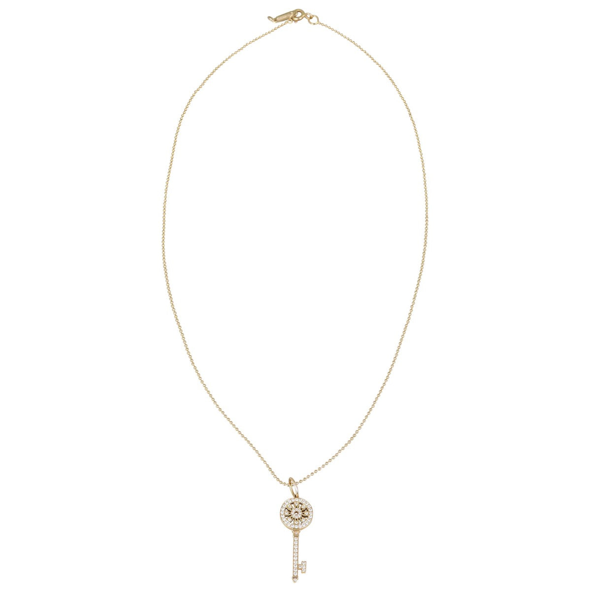 Tiffany & Co 18k Rose Gold Diamond Petals Key Pendant Front